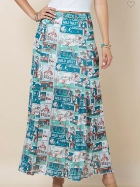 Western Retro Desert Mesh Skirt